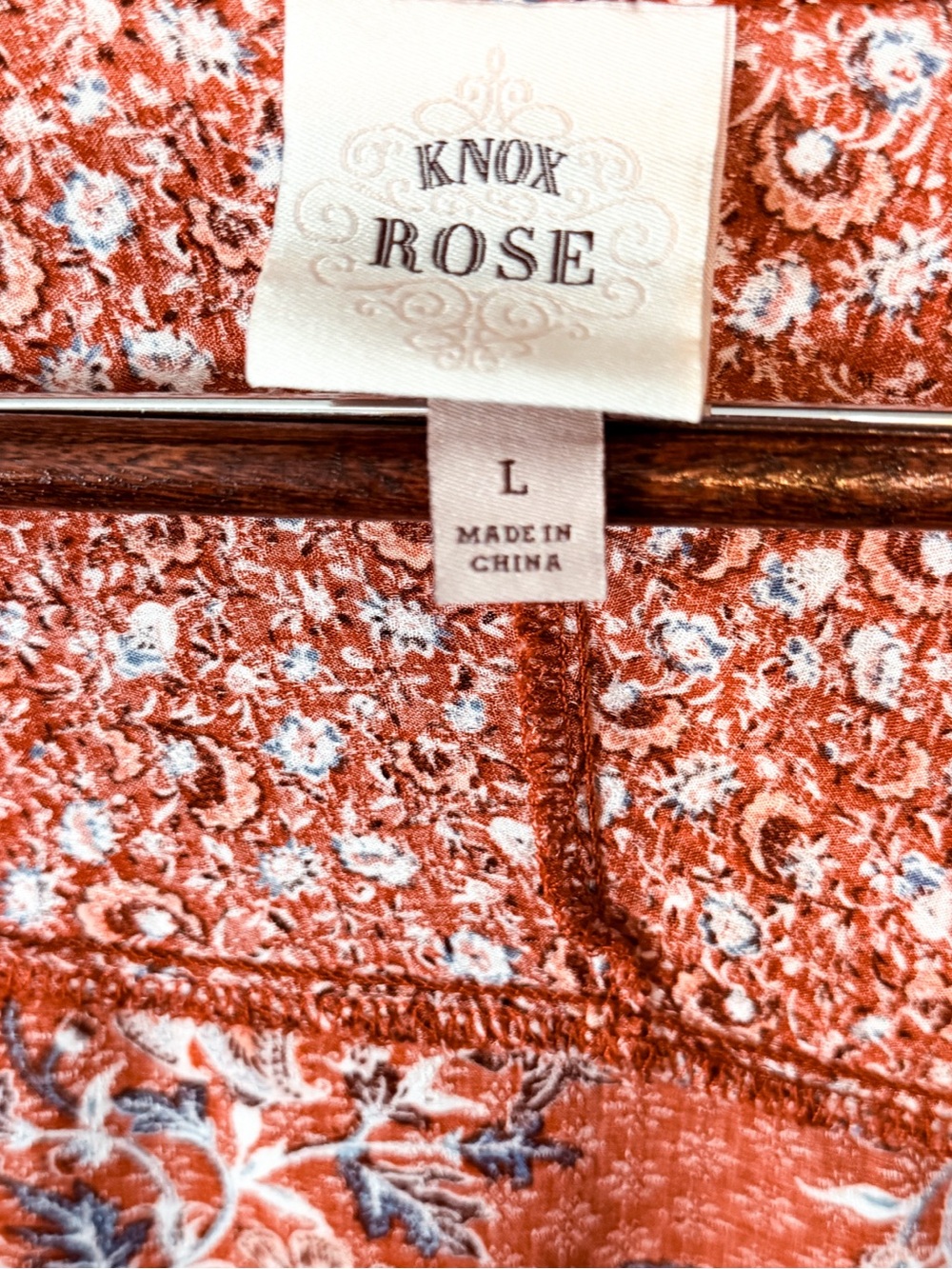Knox Rose Boho Floral Kimono Cardigan L Rust Open Front Cottagecore Festival - Picture 3 of 8